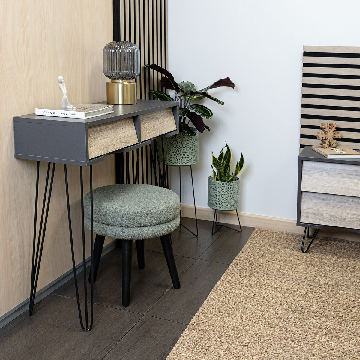 Mesa auxiliar Vinthera Moa Marrón Gris 80 x 76 x 30 cm