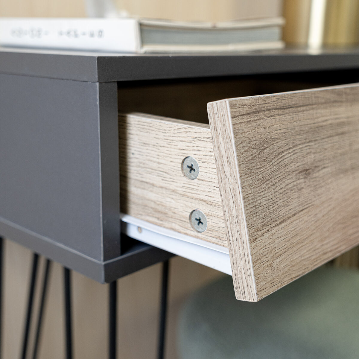 Mesa auxiliar Vinthera Moa Marrón Gris 80 x 76 x 30 cm