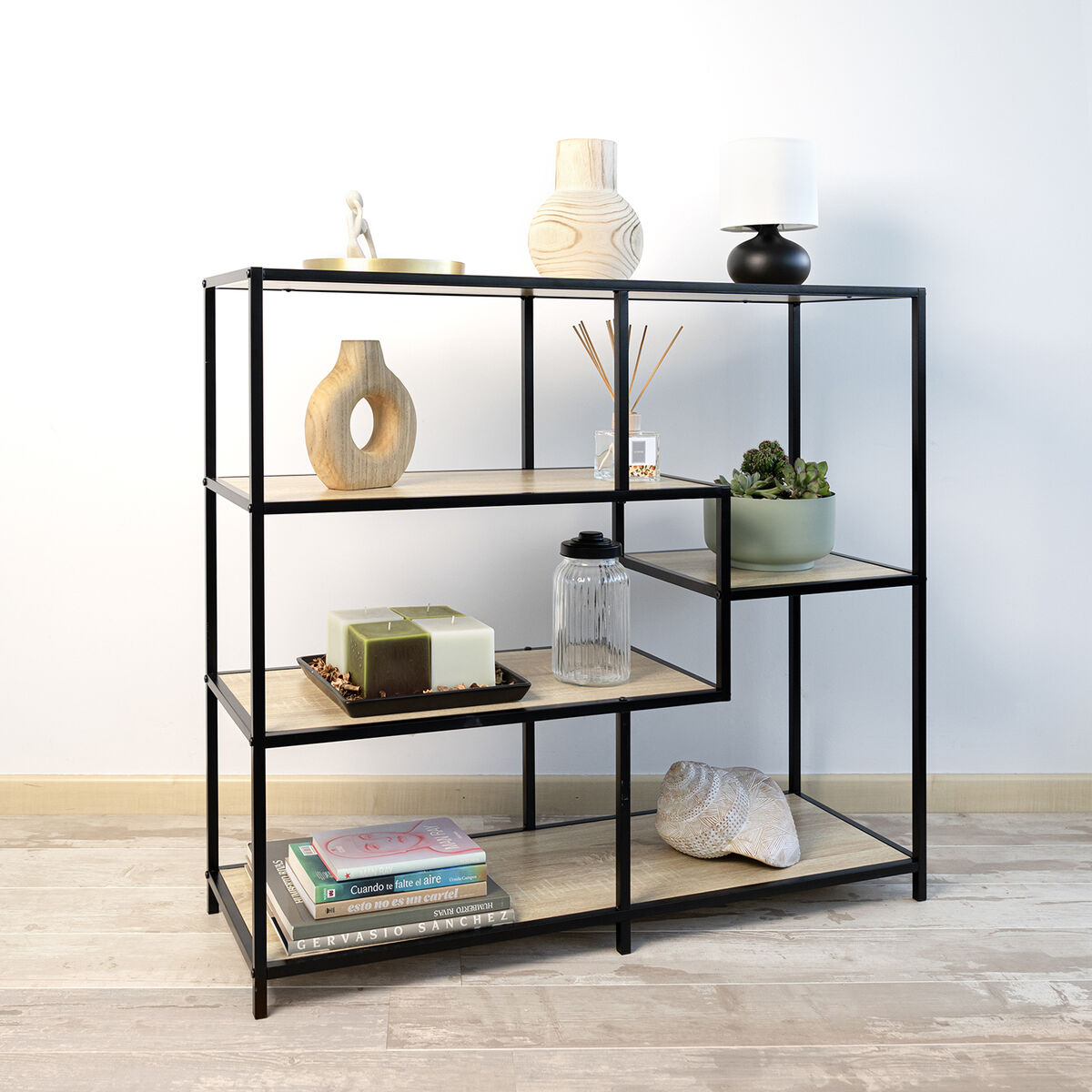 Mesa auxiliar Vinthera Moa Negro Beige 100 x 90 x 34 cm