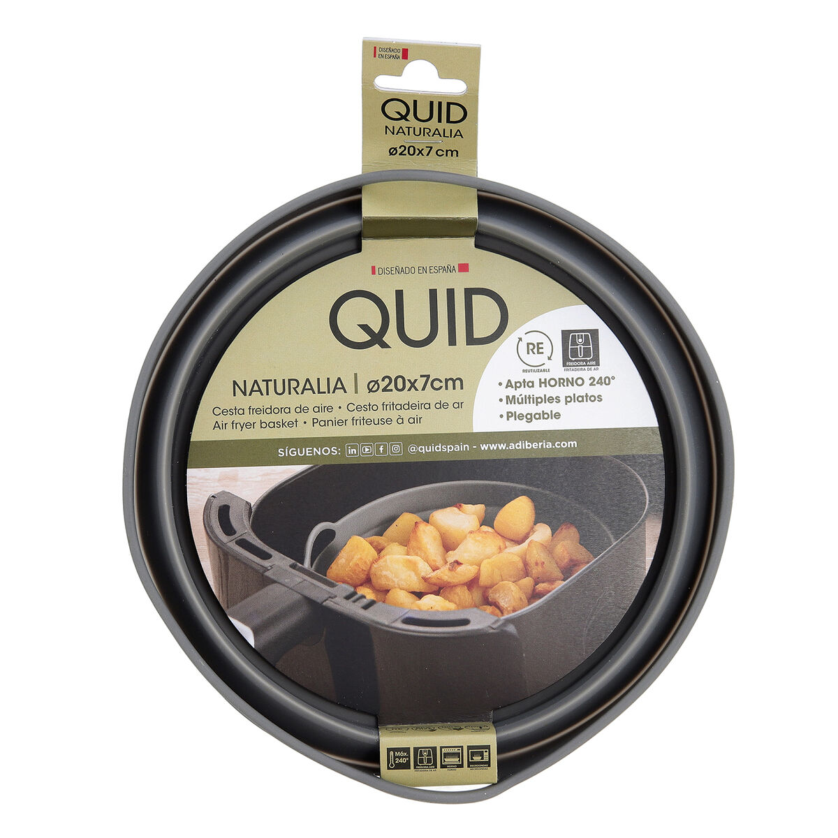 Cesta de Silicona Plegable para Freidora de Aire Quid Naturalia 20 x 20 x 7 cm (12 Unidades)