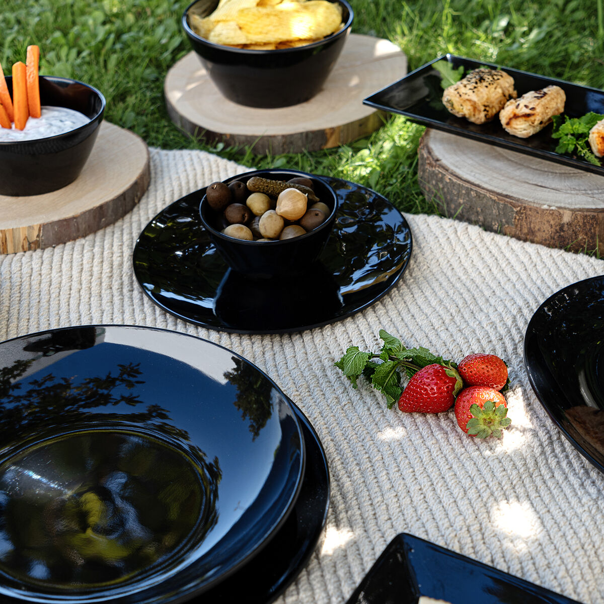 Plato Hondo Quid Select Basic Negro Melamina 23 cm (24 Unidades)