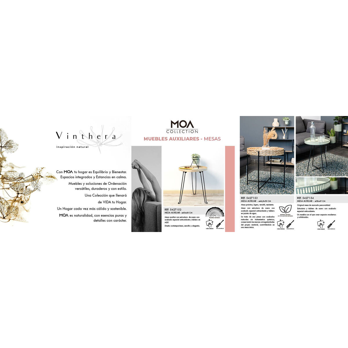 Mesa auxiliar Vinthera Moa 40 x 48 cm (2 Unidades)