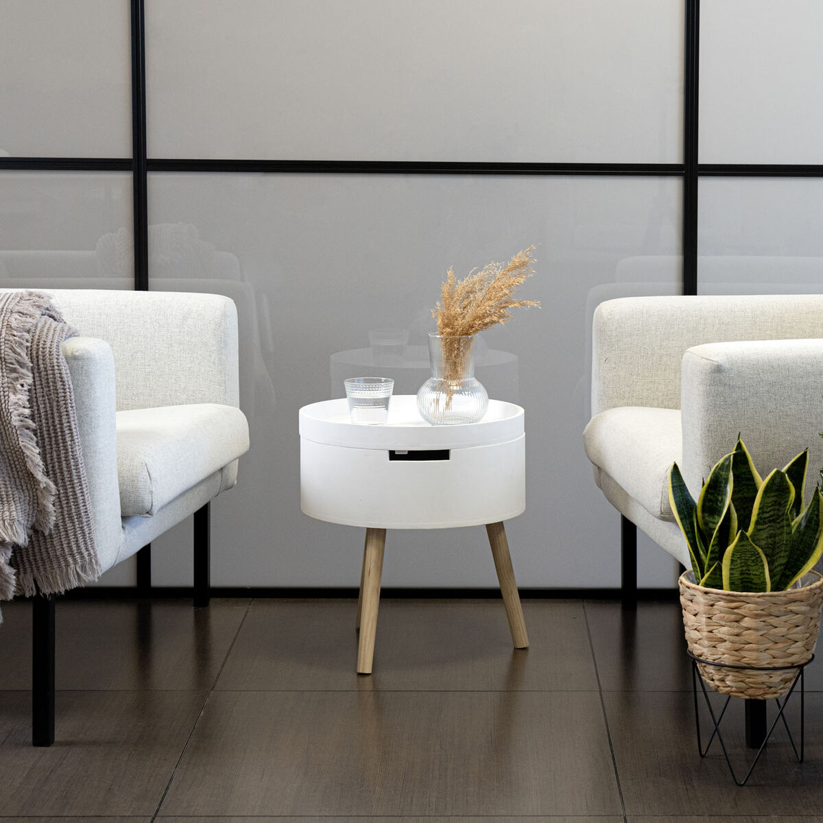 Mesa auxiliar Vinthera Moa Blanco Beige 38 x 43 cm (4 Unidades)