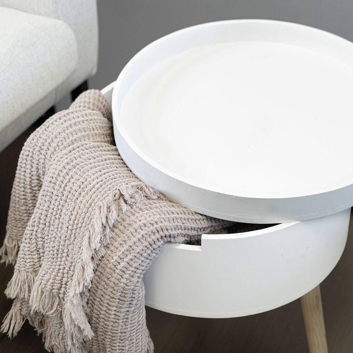 Mesa auxiliar Vinthera Moa Blanco Beige 38 x 43 cm (4 Unidades)