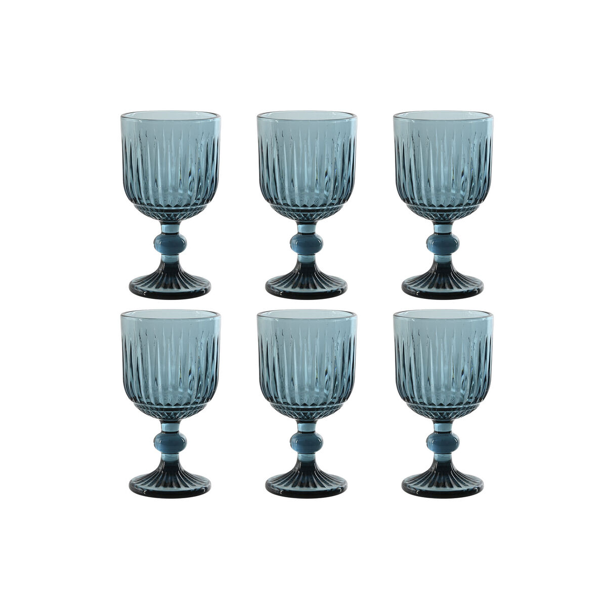Set de Copas Home ESPRIT Azul Cristal 8 x 8 x 14,5 cm (6 Unidades)