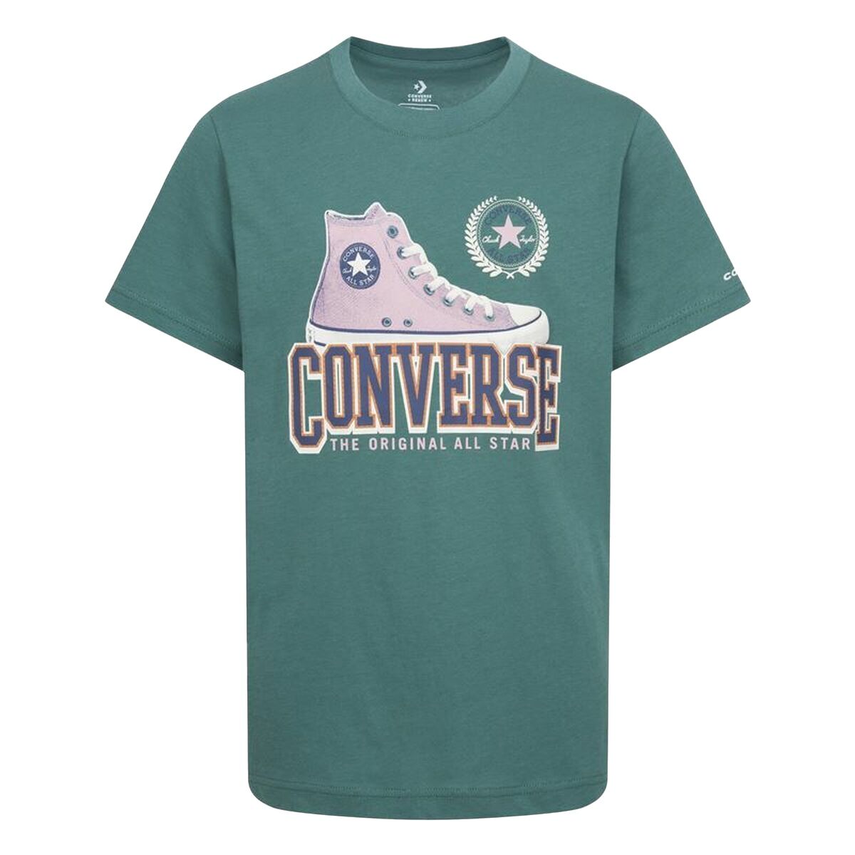 Camiseta de Manga Corta Infantil Converse Script Sneaker Gfx Sse Cian