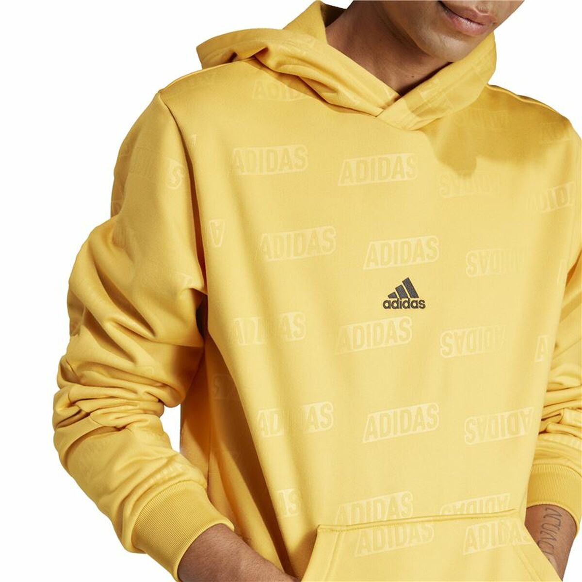 Sudadera con Capucha Hombre Adidas Bl Hd Q4 Amarillo