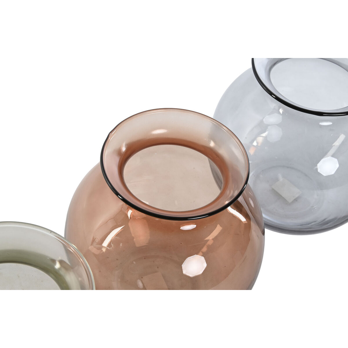 Jarrón Home ESPRIT Azul Verde Ambar Cristal Moderno 17,5 X 17,5 X 18,2 cm (3 Unidades)