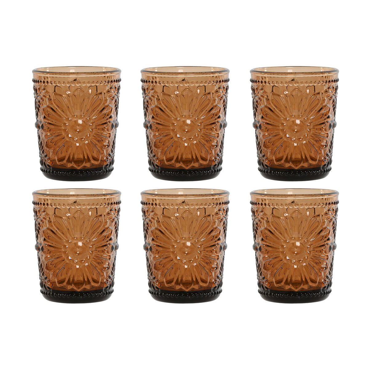 Set de Vasos Home ESPRIT Ambar Cristal (6 Unidades)