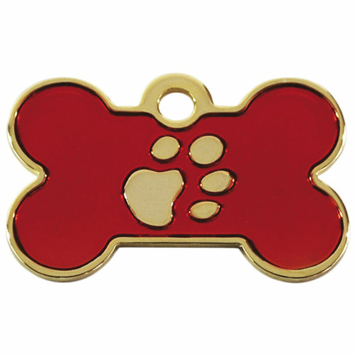 Placa identificativa para collar Imarc Bone Rojo Dorado