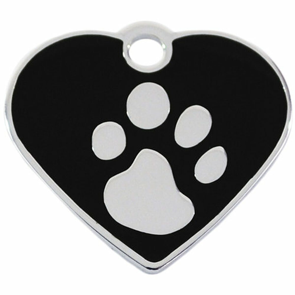 Placa identificativa para collar Imarc Heart Negro Plateado