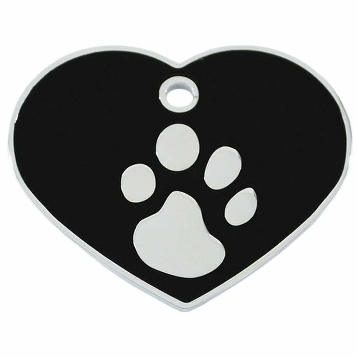 Placa identificativa para collar Imarc Heart Negro Plateado