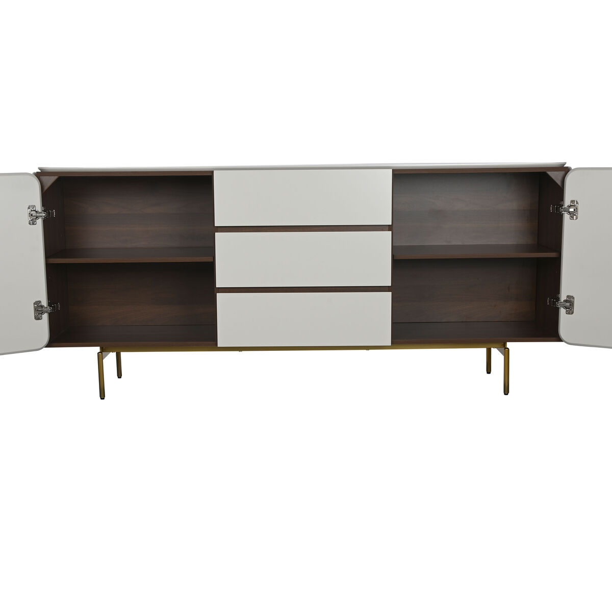 Aparador Home ESPRIT Blanco Marrón Dorado Madera Madera MDF 183 X 41,5 X 80 cm