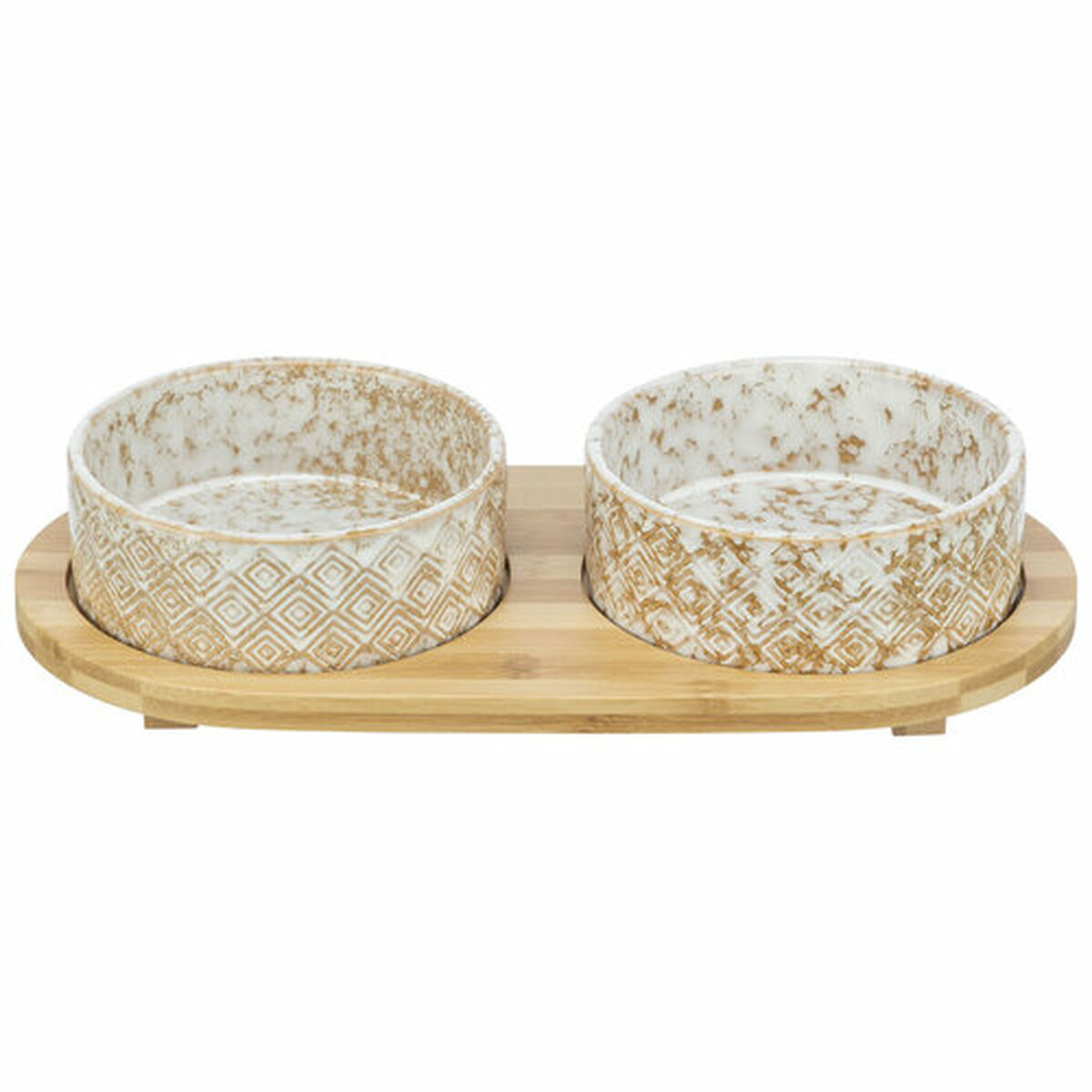 Comedero para Perro Trixie Blanco Marrón claro Bambú