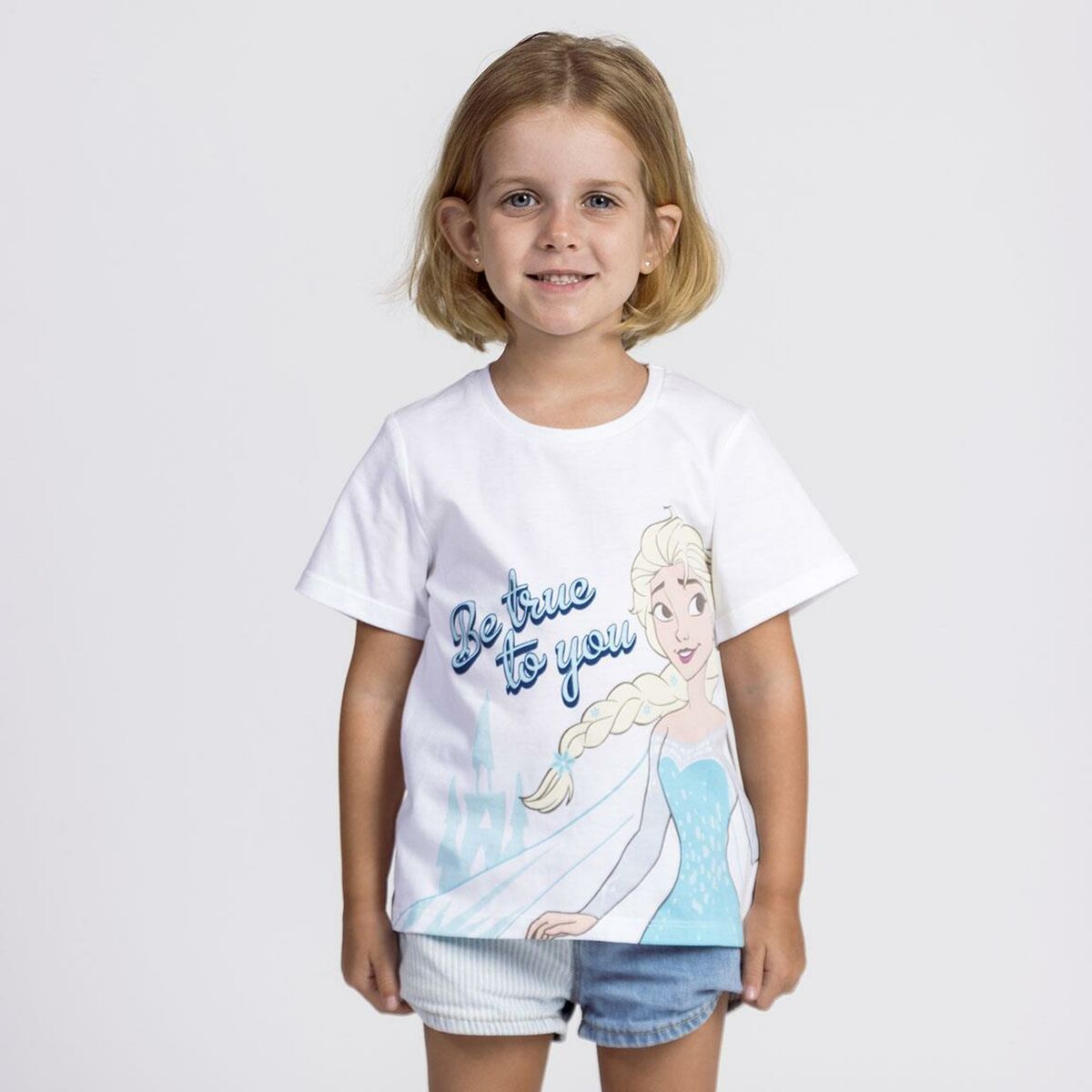 Camiseta de Manga Corta Infantil Frozen Blanco