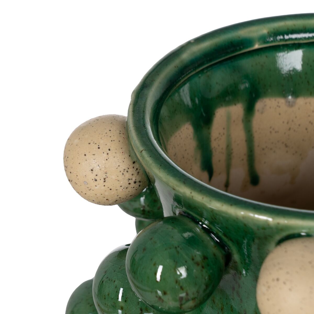 Jarrón Blanco Verde Cerámica 24,7 x 24,7 x 34 cm