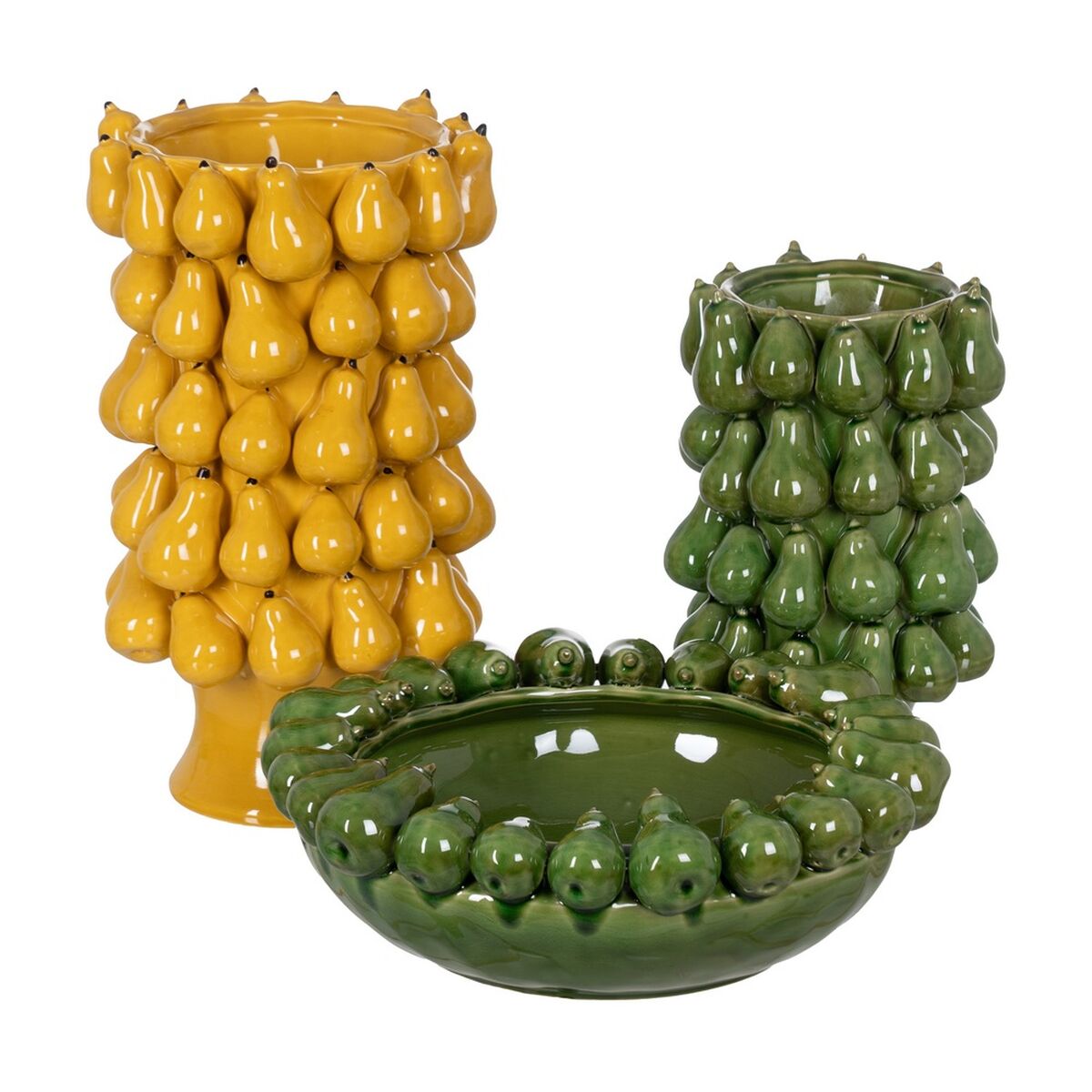 Jarrón Amarillo Cerámica 23,5 x 23,5 x 40 cm