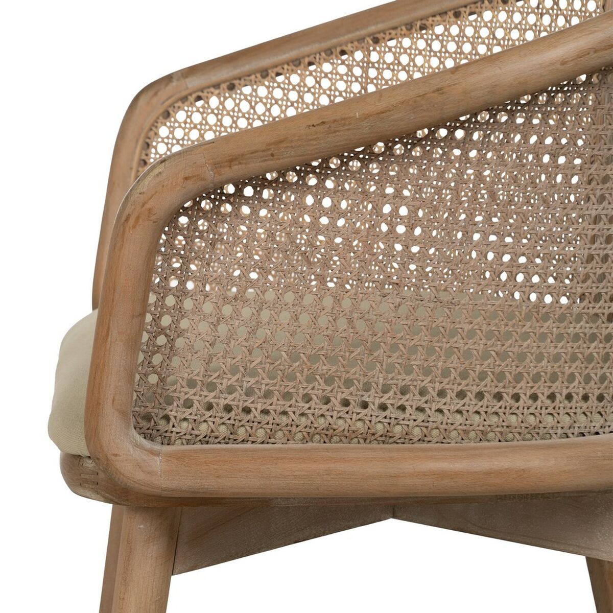Silla de Comedor Beige Natural Madera de caucho Algodón Poliéster 59 x 47 x 81 cm
