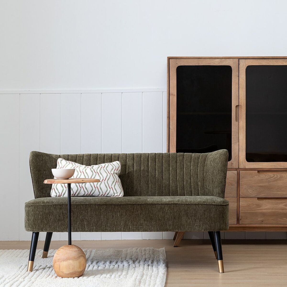 Sofá Negro Verde Dorado 134 x 74 x 70 cm