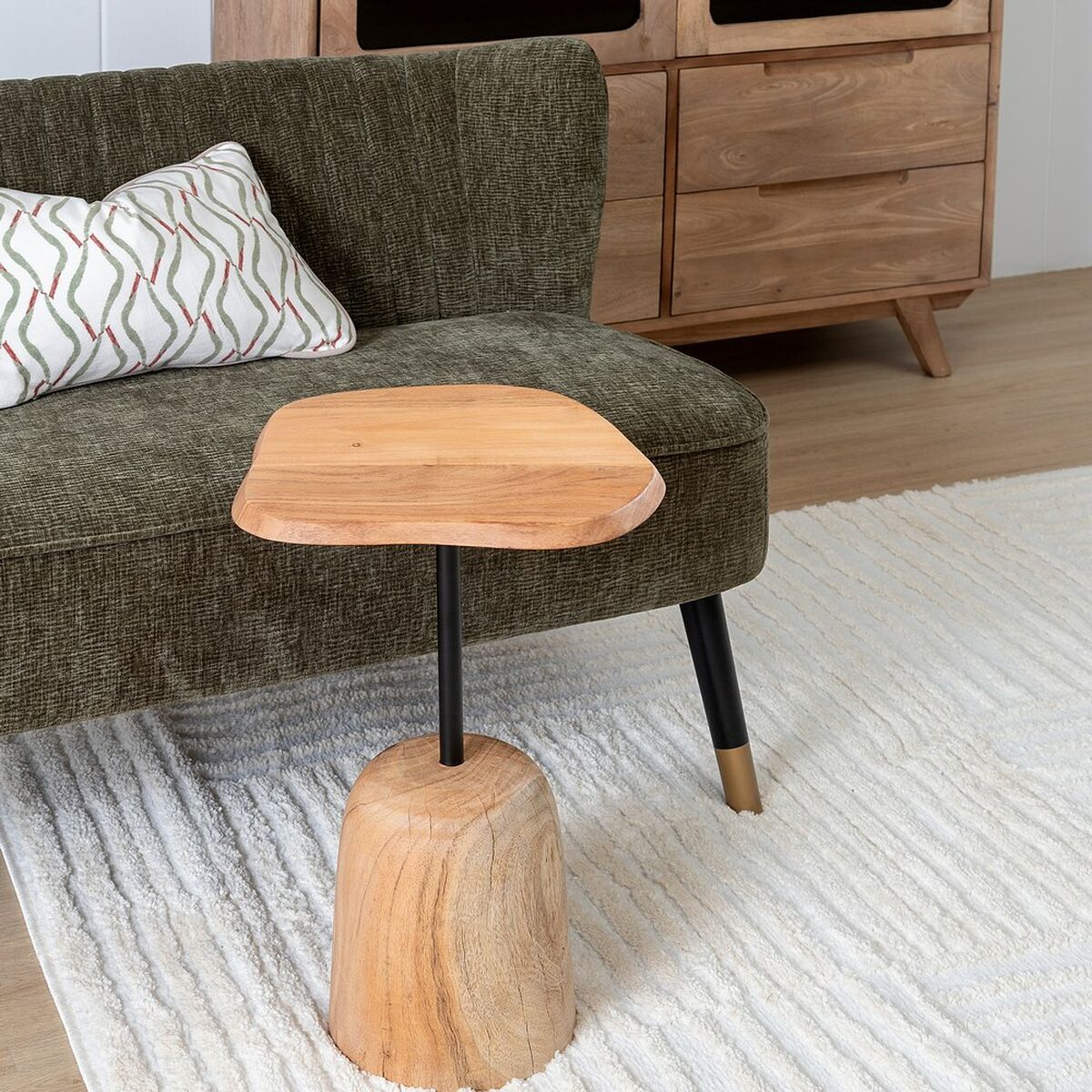 Mesa auxiliar Negro Natural 35 x 35 x 55 cm