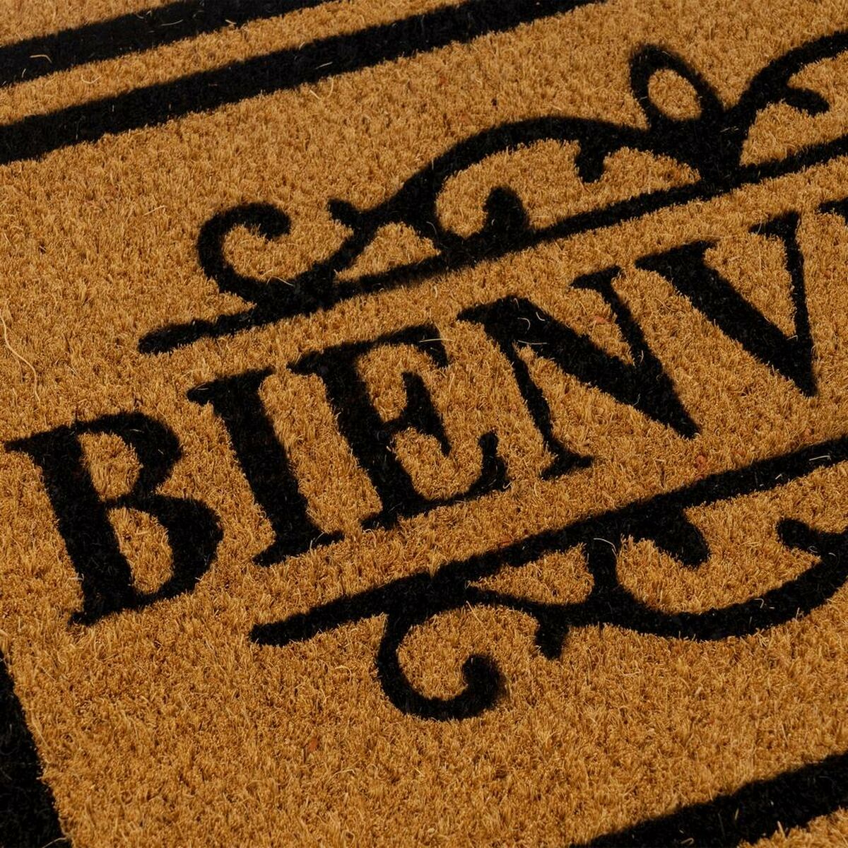 Felpudo BIENVENUE Marrón Negro PVC Fibra de coco 60 x 40 x 1,5 cm