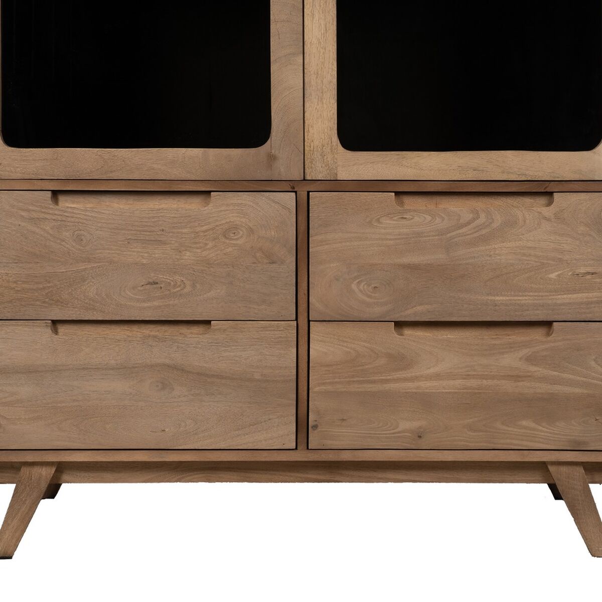 Armario BURNIE Negro Natural Cristal Madera de mango 107 x 40,5 x 142 cm