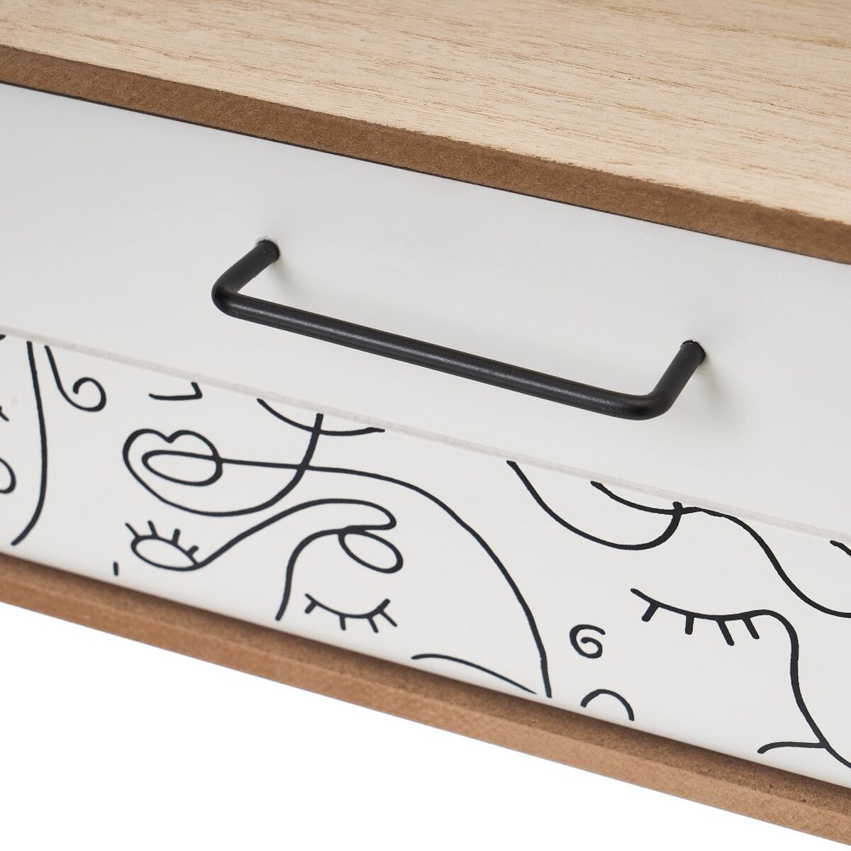 Caja-Joyero ONE LINE Blanco Negro Natural Madera MDF 39 x 10 x 11 cm