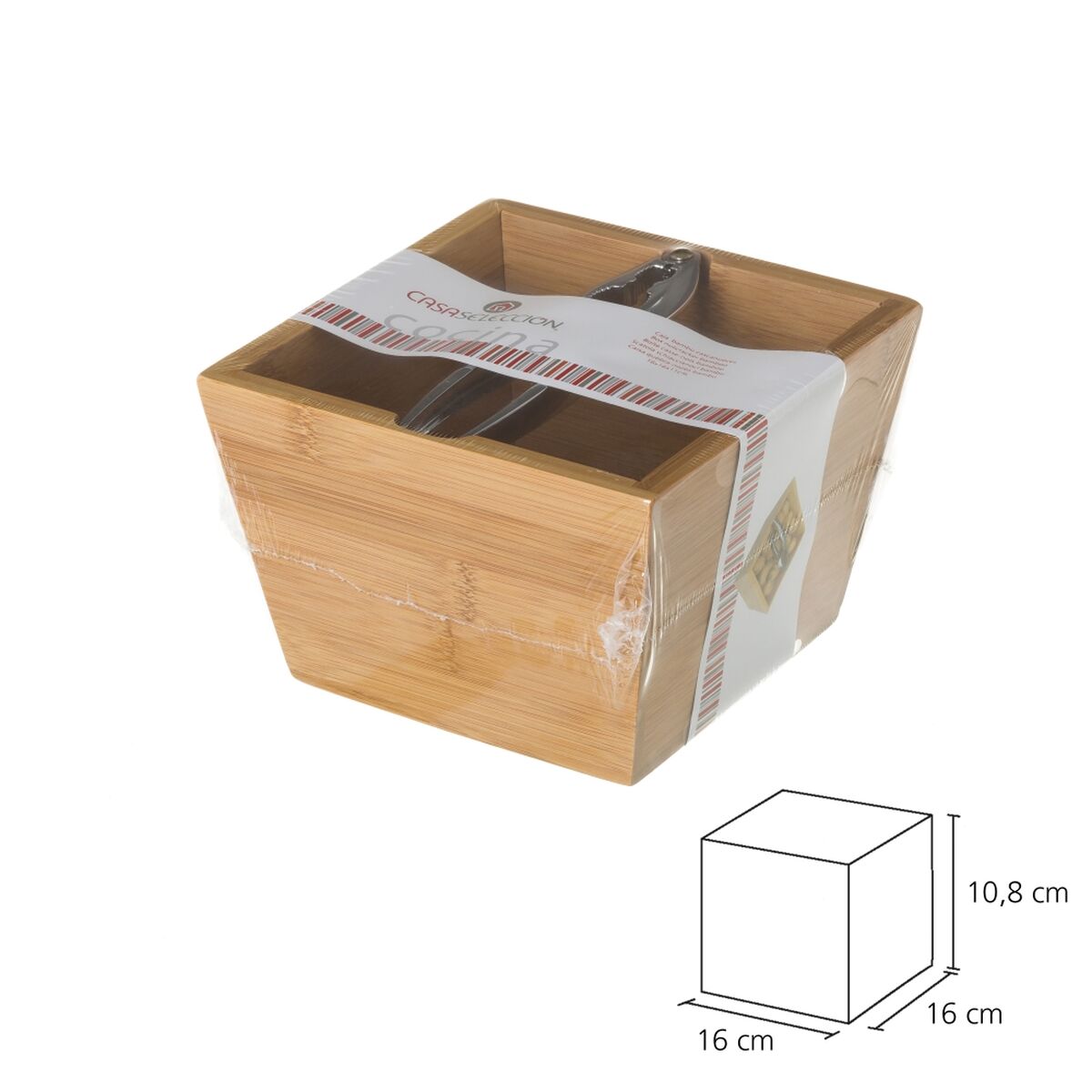 Cascanueces Plateado Natural Metal Bambú 16 x 16 x 11 cm