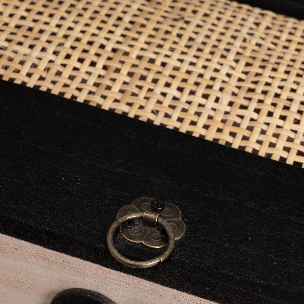 Caja para Infusiones HEARTS Negro Natural Poliresina Madera MDF 24 x 17 x 7 cm