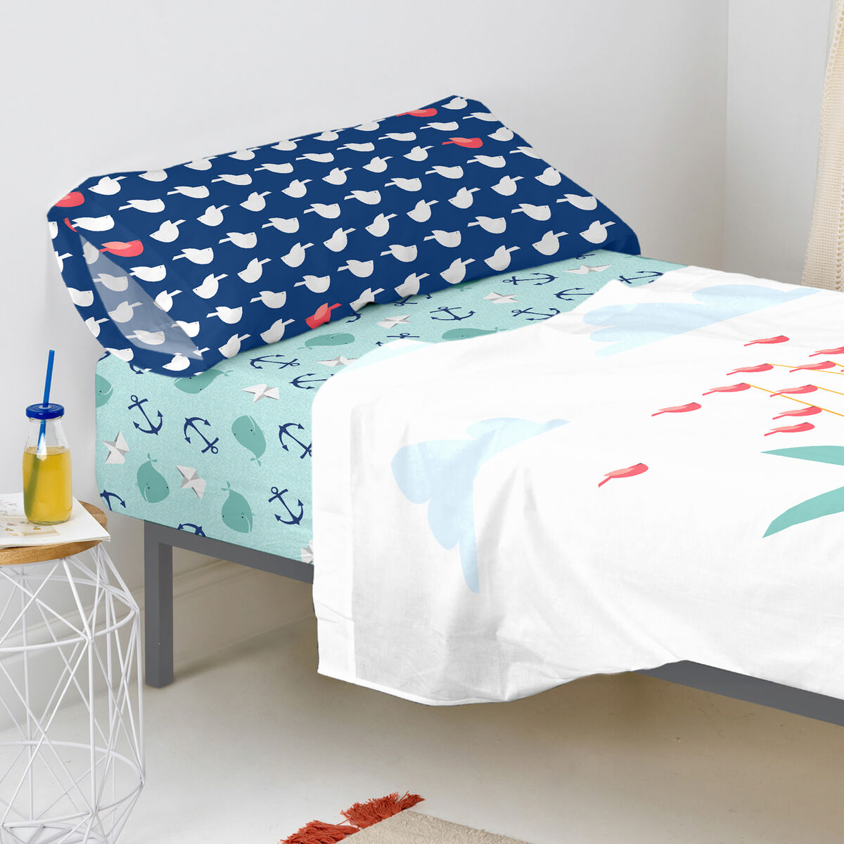 Sábana Bajera Ajustable HappyFriday MOSHI MOSHI Multicolor Cama de 90 28 x 2 x 38 cm 90 x 200 x 32 cm