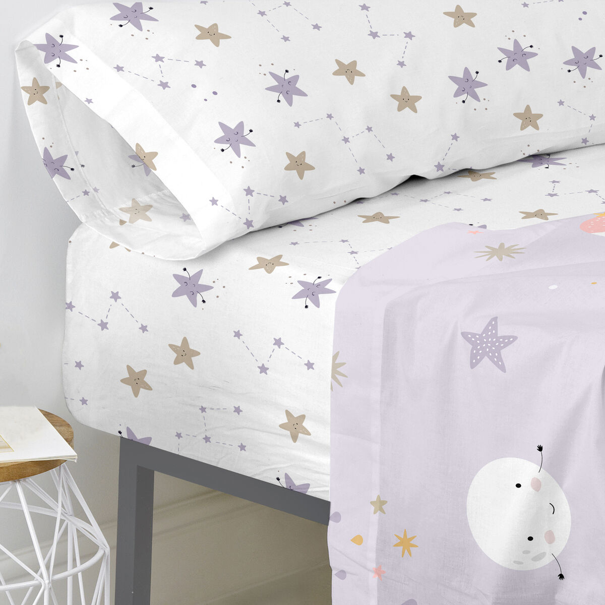 Sábana Bajera Ajustable HappyFriday MOSHI MOSHI Multicolor Cama de 90 28 x 2 x 38 cm 90 x 200 x 32 cm