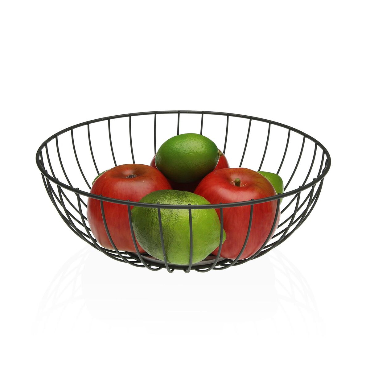 Cesta Multiusos Versa Negro Metal Acero Madera MDF 28 x 11 x 28 cm