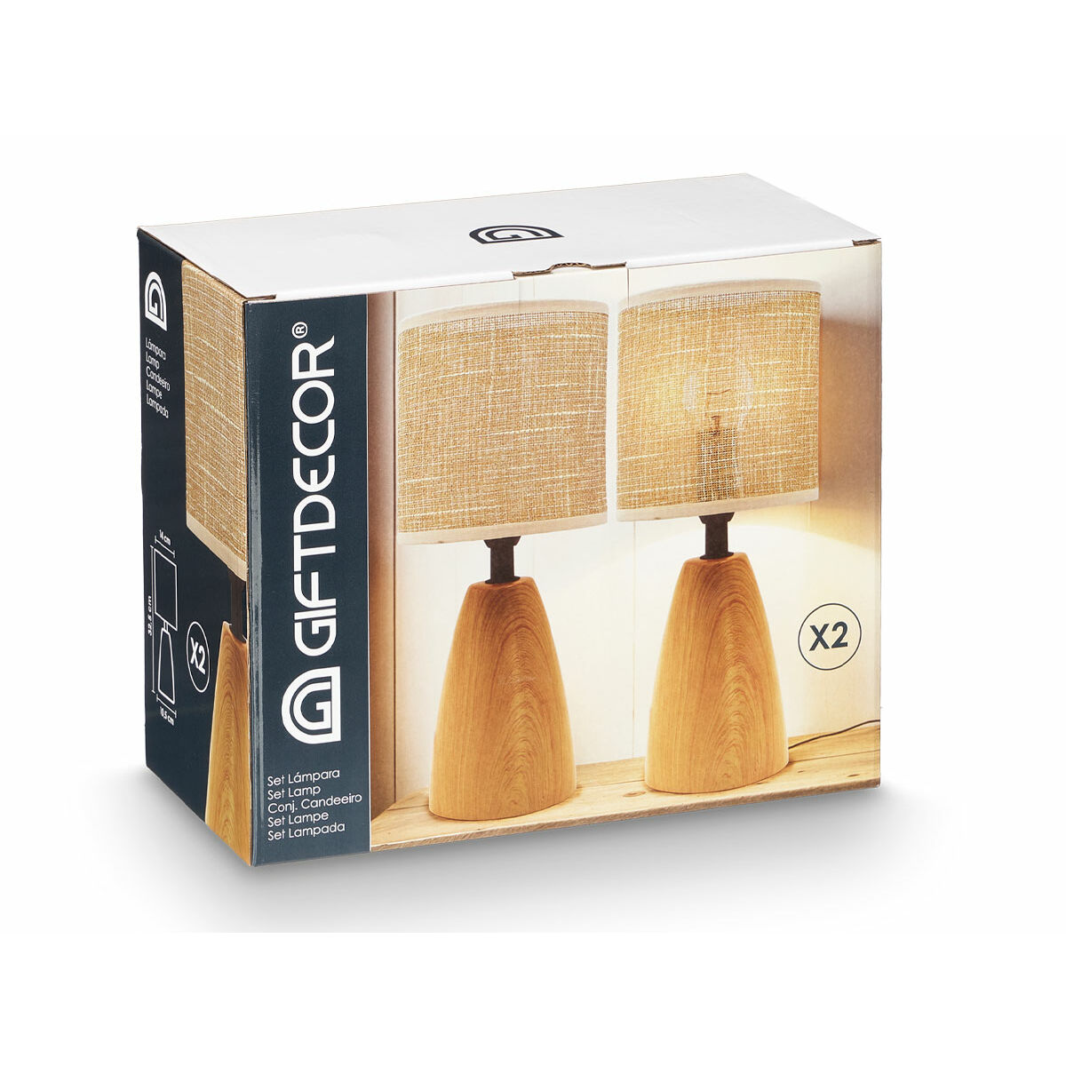 Lámpara de mesa Gift Decor Marrón 60 W 2 Unidades