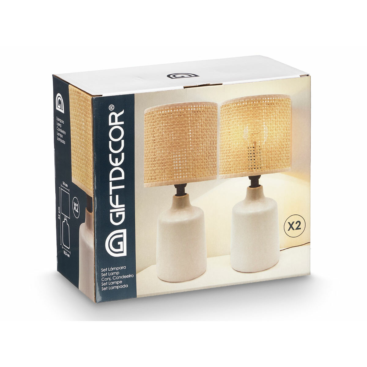 Lámpara de mesa Gift Decor Blanco 60 W 2 Unidades