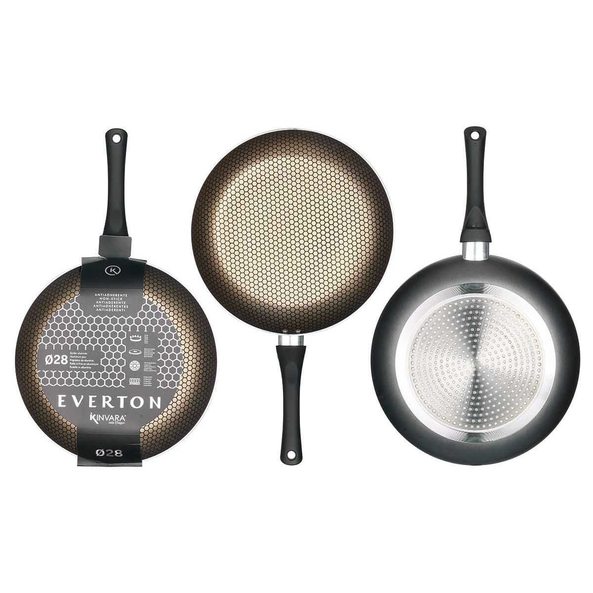 Sartén Antiadherente Kinvara Negro Aluminio Baquelita Inducción 28 cm