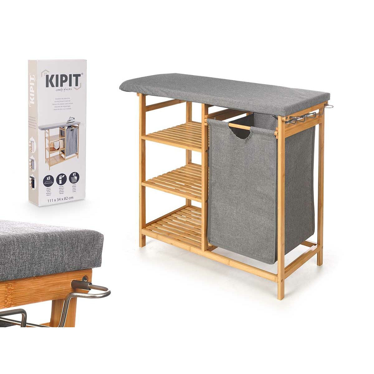 Tabla de Planchar Kipit Gris Tela Bambú