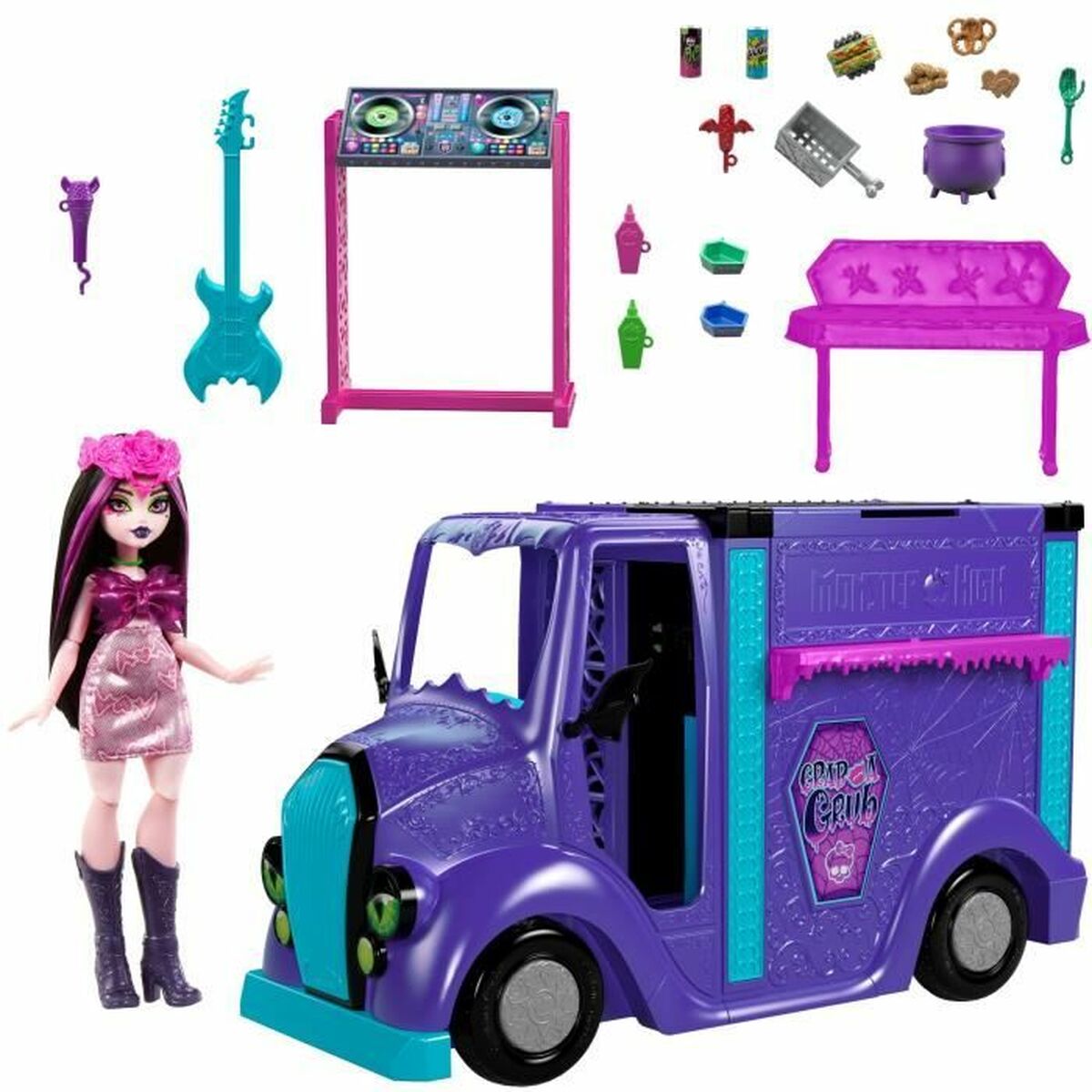 Muñeco Bebé con Accesorios Monster High Tour Bus Rock Sang-sationnel