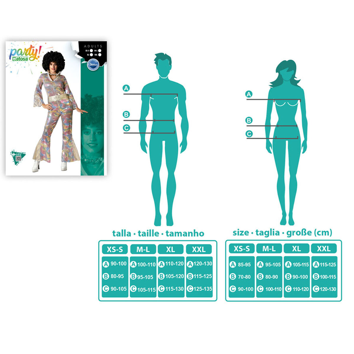 Disfraz para Adultos Multicolor Disco