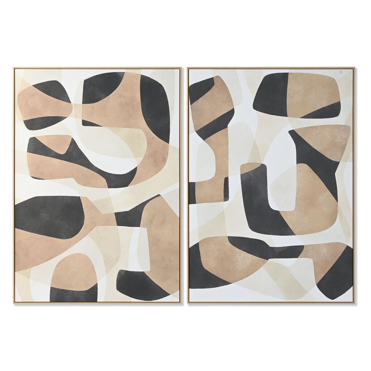 Lienzo Home ESPRIT Blanco Marrón Negro Beige Abstracto Urbano 100 x 4 x 140 cm (2 Unidades)