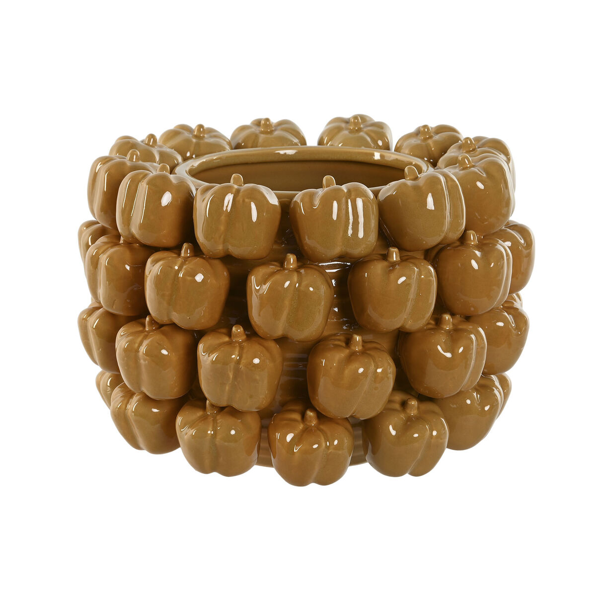 Jarrón Home ESPRIT Amarillo Mostaza Cerámica Gres Tropical 30 x 30 x 20 cm