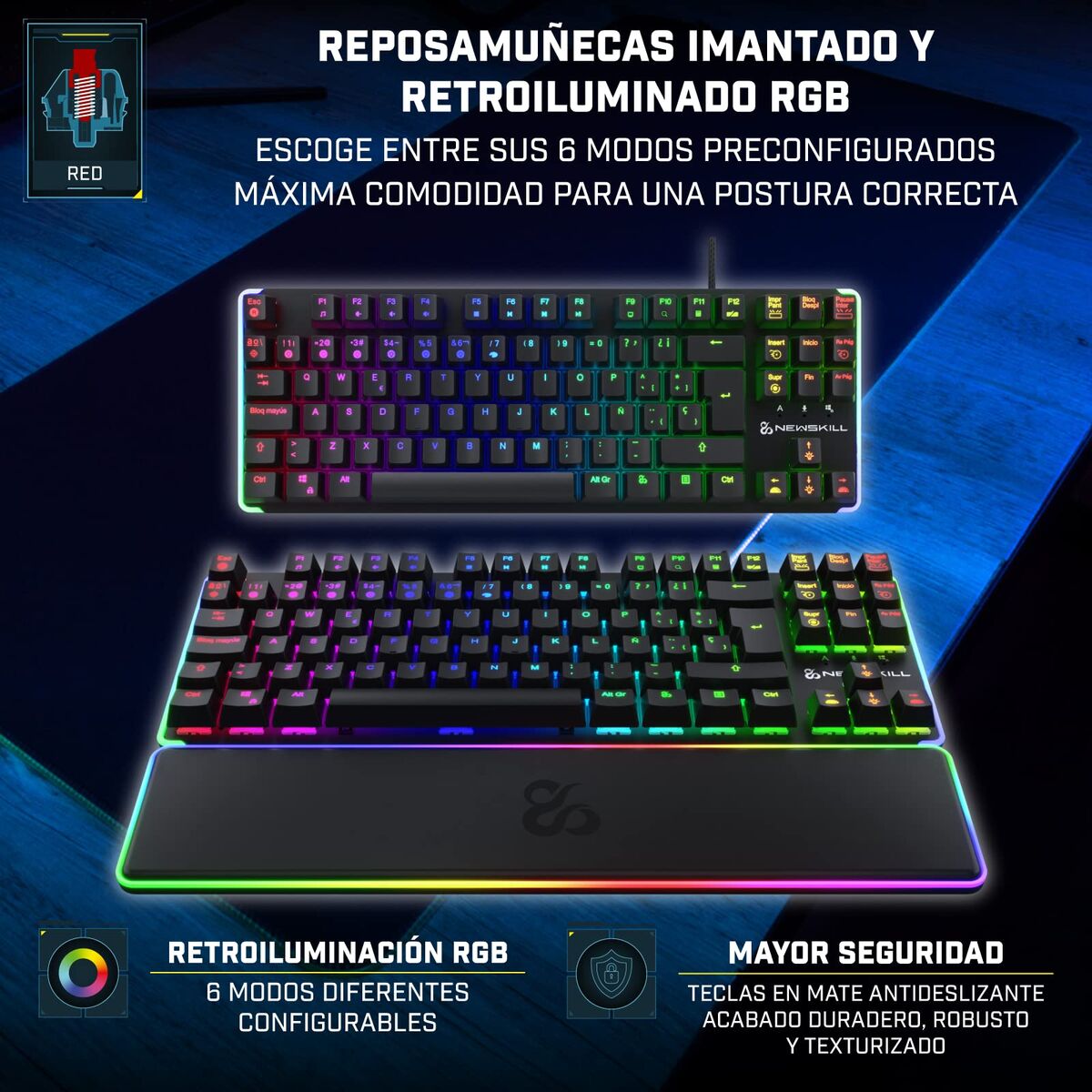 Teclado Newskill NS-KB-GUNGNYR-GAT-RE Blanco Qwerty Español QWERTY