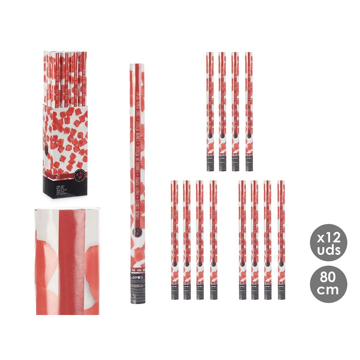Cañón de confeti Rojo Papel Cartón Plástico 5 x 79 x 5 cm (12 Unidades)