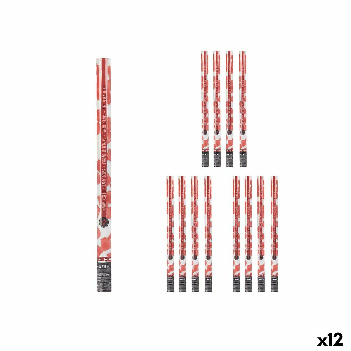 Cañón de confeti Rojo Papel Cartón Plástico 5 x 79 x 5 cm (12 Unidades)