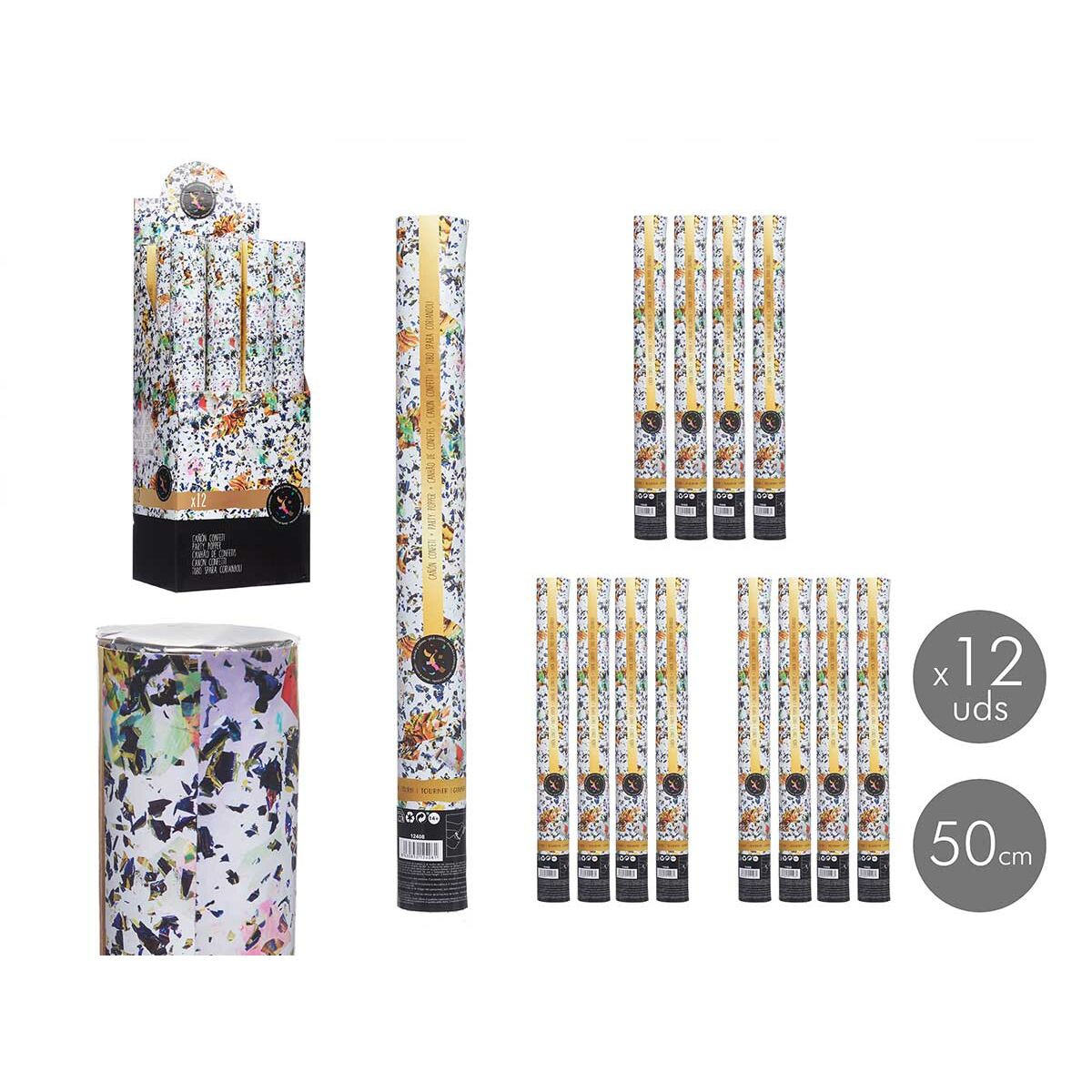 Cañón de confeti Multicolor Papel Cartón Plástico 5 x 48,5 x 5 cm (12 Unidades)