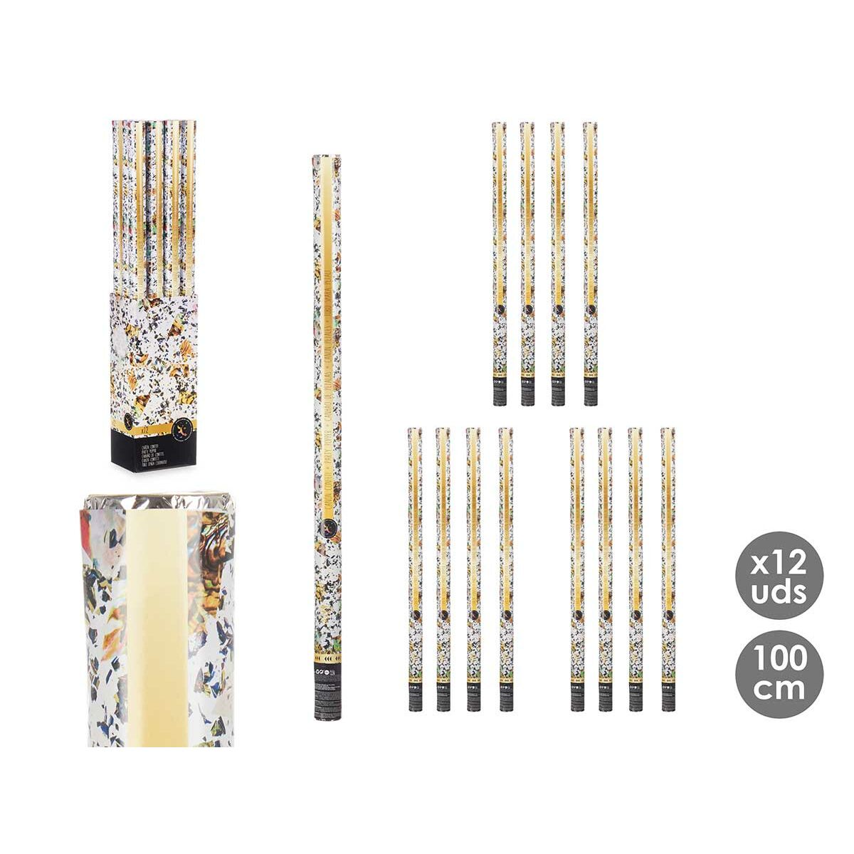 Cañón de confeti Multicolor Papel Cartón Plástico 5 x 99 x 5 cm (12 Unidades)