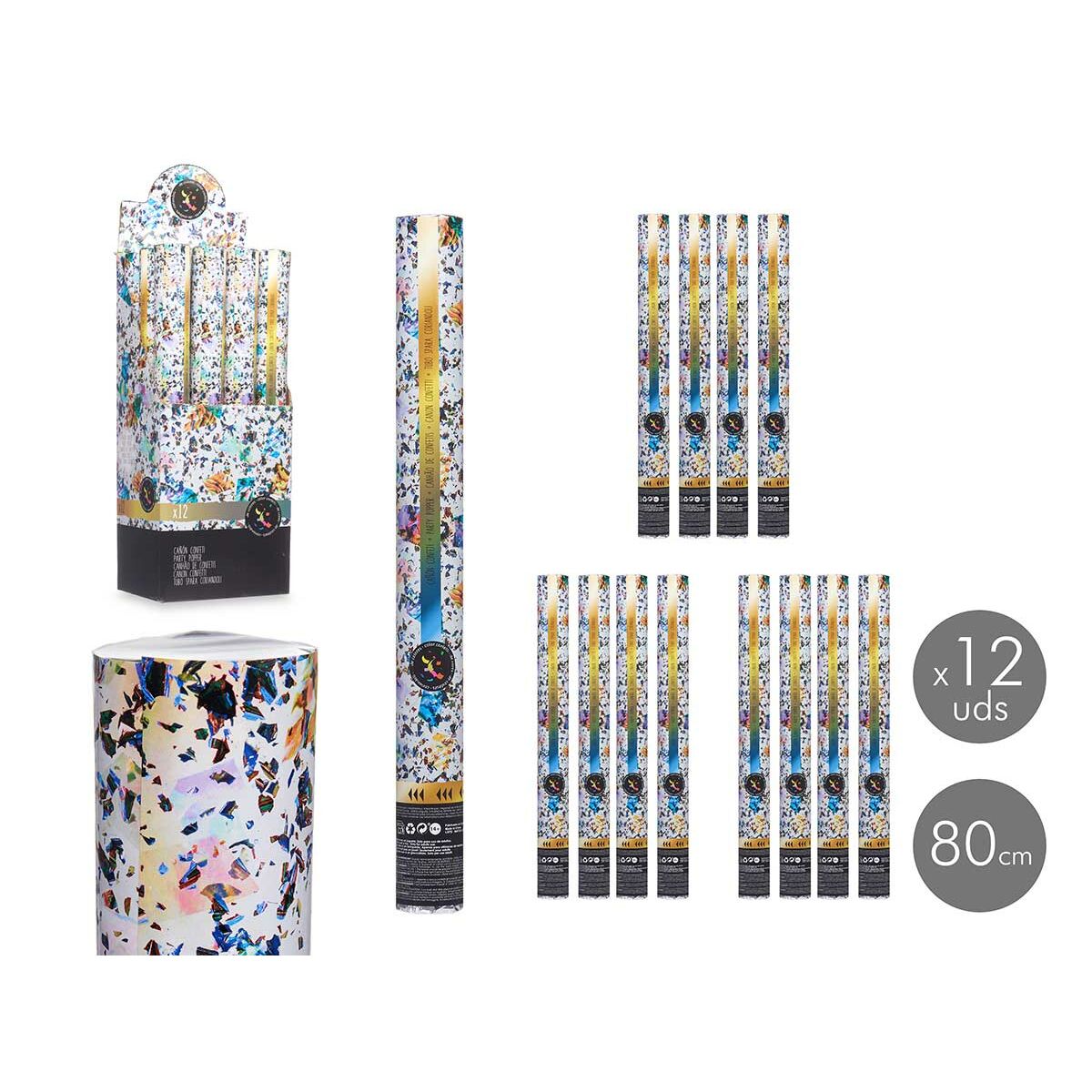 Cañón de confeti Multicolor Papel Cartón Plástico 5 x 78,5 x 5 cm (12 Unidades)