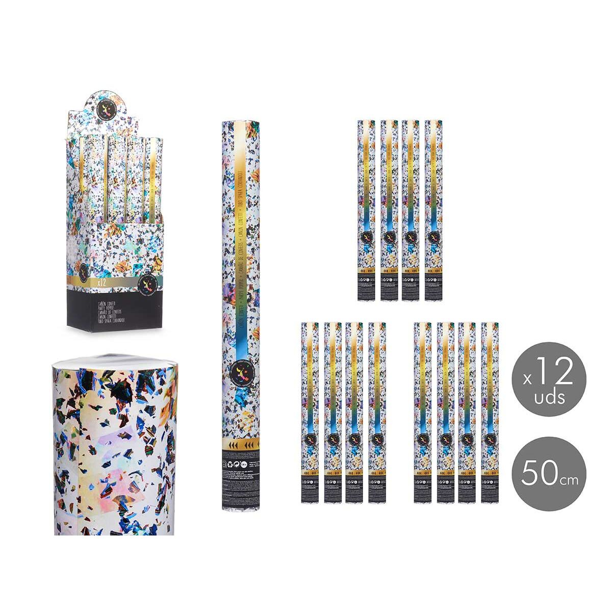 Cañón de confeti Multicolor Papel Cartón Plástico 5 x 49 x 5 cm (12 Unidades)