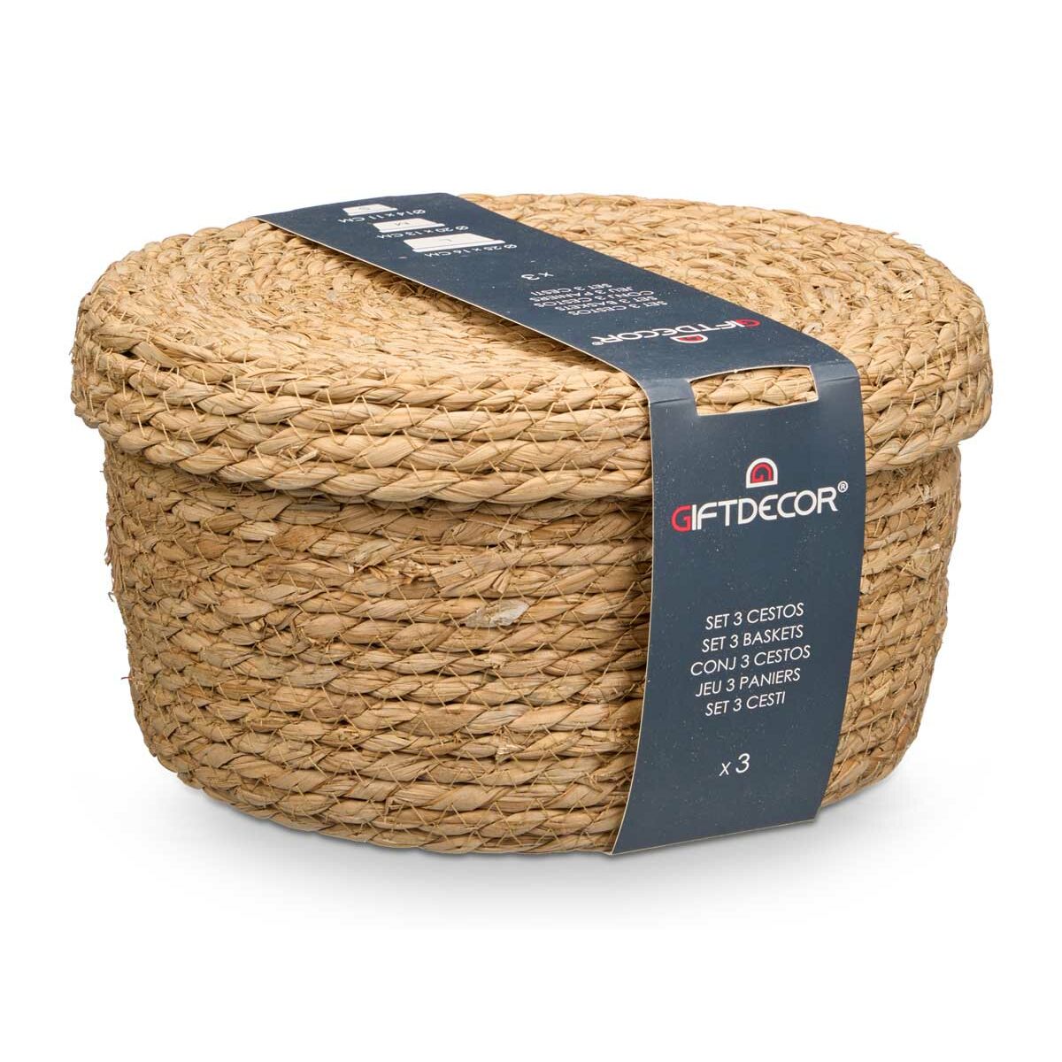 Juego de Cestos Gift Decor Natural Fibra natural (6 Unidades)