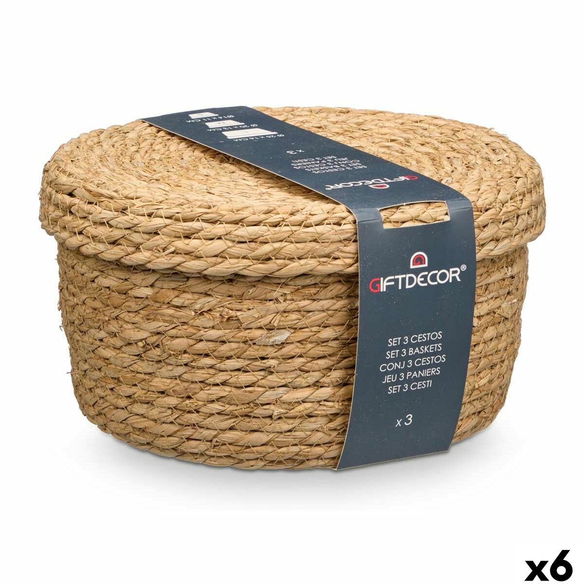 Juego de Cestos Gift Decor Natural Fibra natural (6 Unidades)