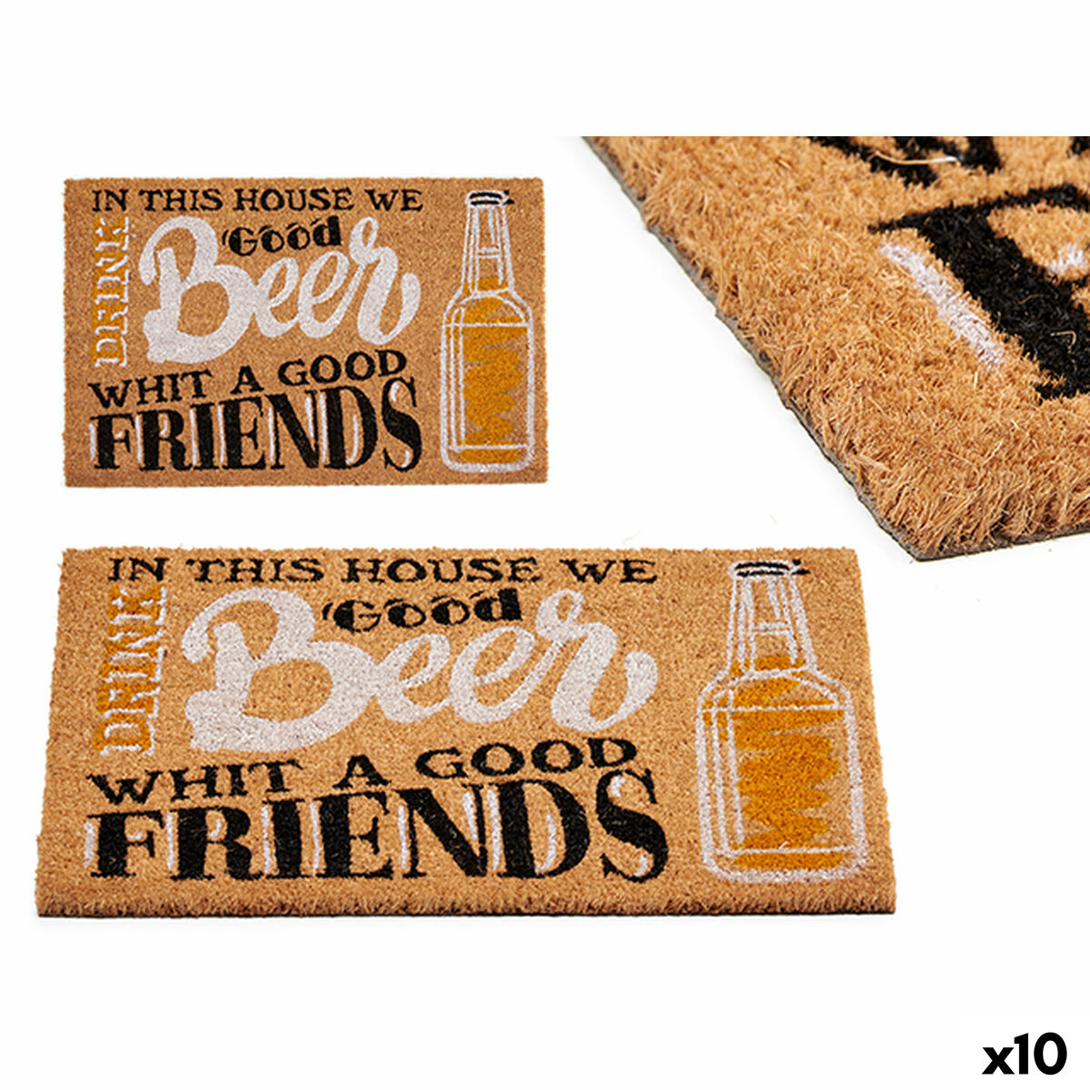 Felpudo Gift Decor Beer Estampado PVC 100 % PVC Fibra de coco 40 x 2 x 60 cm 60 x 2 x 40 cm (10 Unidades)